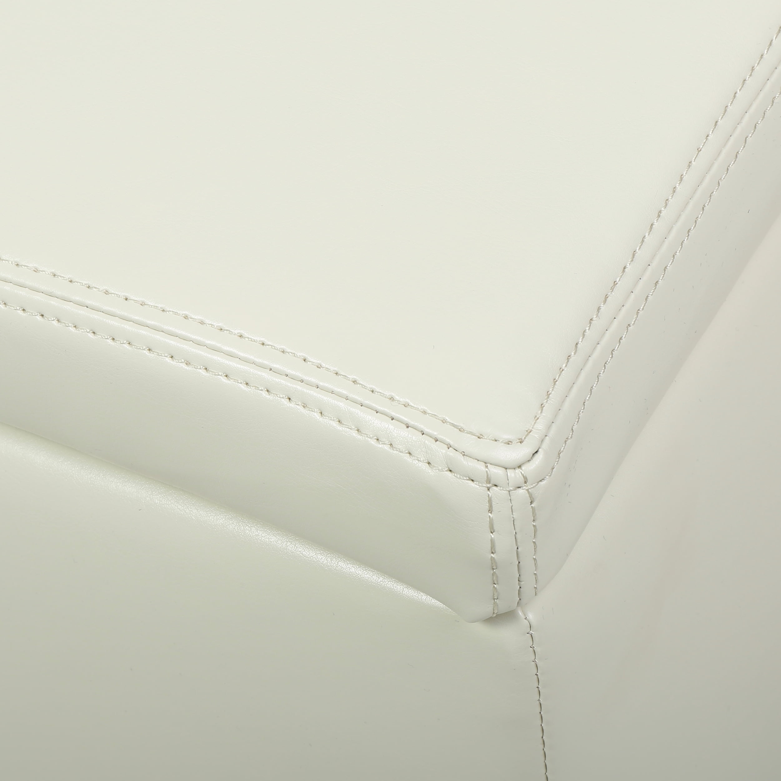 Noble House Brendan Rectangular Faux Leather Storage Ottoman, Ivory
