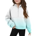 thumbnail image 2 of Bnwani Girls Sweatshirt Zip Mock Neck Long Sleeve Half Zip Crop Fleece Sweatshirt Gradient Pullover, 2 of 5