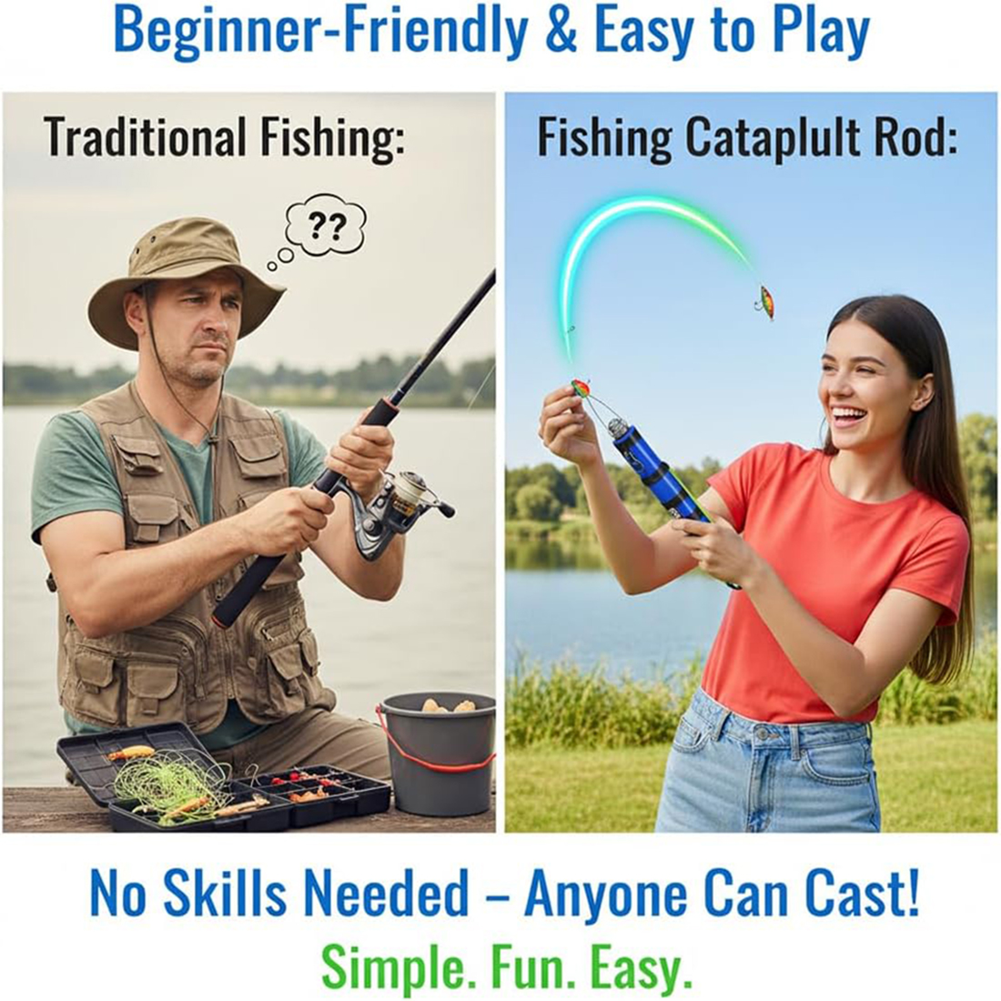 Runzkzy portable catapult bait device fishing tool freshwater lake fish shooting device