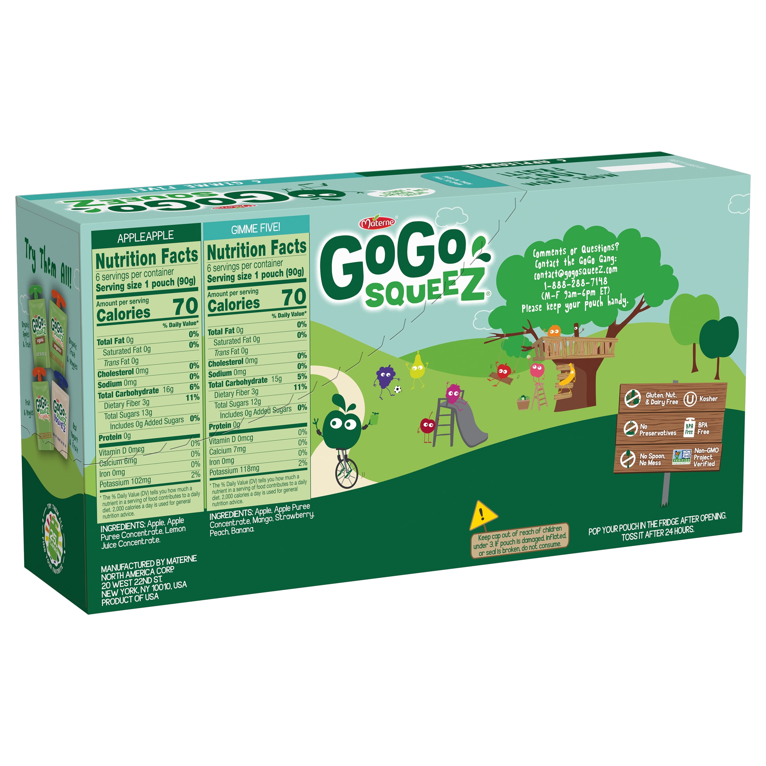 12 Pack) GoGo Squeez Apple Apple and Gimme 5 Applesauce Pouch, 3.2