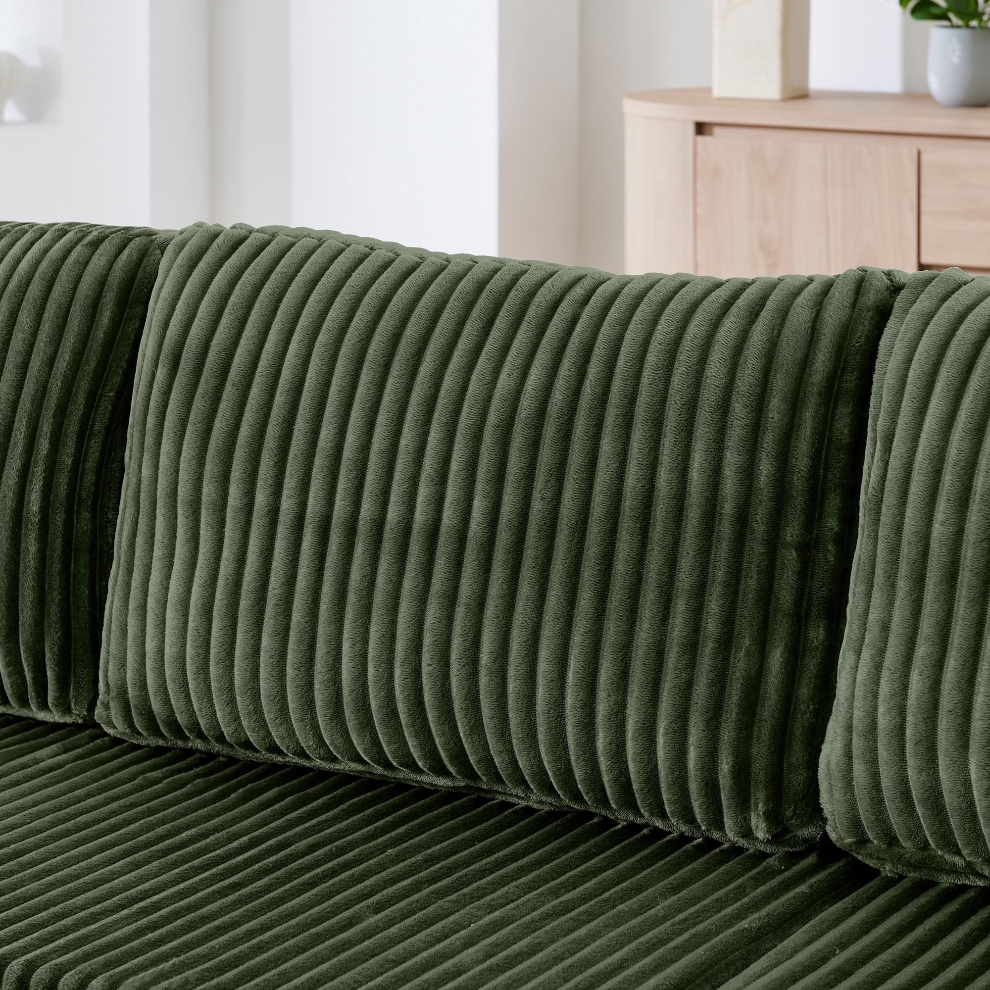 132" U-Shape Modular Sectional Sofa,Modern Compressed Sectional Sofa,Corduroy Sleeper Sofa Couch for Living Room,Bedroom,Green