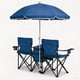 thumbnail image 2 of Silla de playa plegable doble portátil con paraguas, silla de camping al aire libre de 2 personas con soportes de copas, 2 of 5