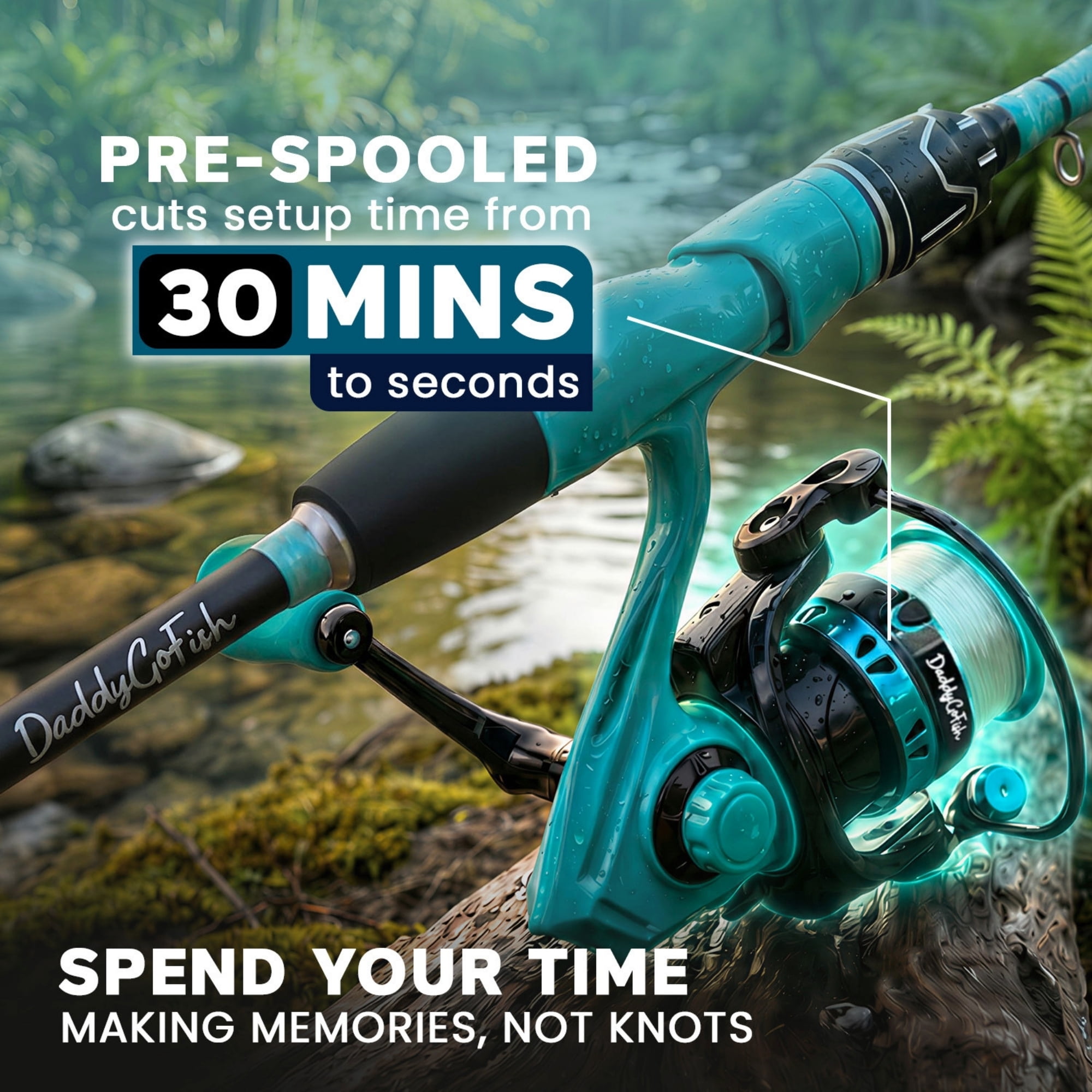 DaddyGoFish Spinning Fishing Rod and Reel Combo Set with Tackle Box | Fishing Pole | Carbon Fiber Telescopic Fishing Rod Kit | Spinning Reel for Travel Saltwater Freshwater Fishing Gear Kit