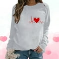 thumbnail image 1 of Qertyioot T-Shirt Graphique pour Femmes de la Saint-Valentin à Manches Longues, Haut à Col Rond Imprimé, Chandail Décontracté, 1 of 5