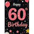 thumbnail image 4 of Pink and Gold Themed 60th Birthday Banner with Balloons Stars Backdrop Party Supplies Photography Props Birthday Decoration Birthday Party Decorations Happy Birthday Event Decor Background, 4 of 8