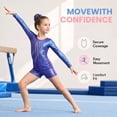 thumbnail image 4 of Gymnastics Leotards for Girls, Long Sleeve Sparkly Rhinestone Dance Unitards Biketards with Shorts for 5-10 Years, 4 of 10