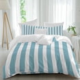 thumbnail image 2 of Aqua Striped Duvet Cover Set, Modern Farmhouse Blue White Stripes Soft Duvet Cover Queen Size Bedding Set 4 Pieces, 1 Quiltcover and 2 Pillowcases with Zipper, 1 Bed Sheet for All Seasons, 2 of 9