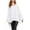 White, variant on IROINNID Polyester Long Sleeve T Shirt for Women Leisure Solid Color Irregular Pullover Boat Neck Lantern Tops,Black