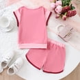 thumbnail image 2 of VUHXZWAF Summer Outfits Girls Fashion Color Block Short Sleeve Shirt and Shorts 2 Piece Set Size 7-8 Years, 2 of 3