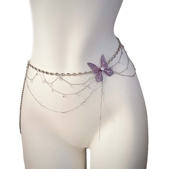 Jesscasday Butterfly Waist Chain Adjustable Waist Jewelry Elegant Body Chain Jewelry For Formal Event DressingUp And Casual Outfit