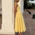 thumbnail image 2 of Morttic Women's Solid Color Bow Strap Midi Dress – Sleeveless High Waist A-Line Flared Skirt Elegant Summer Party Dress Yellow，S, 2 of 5