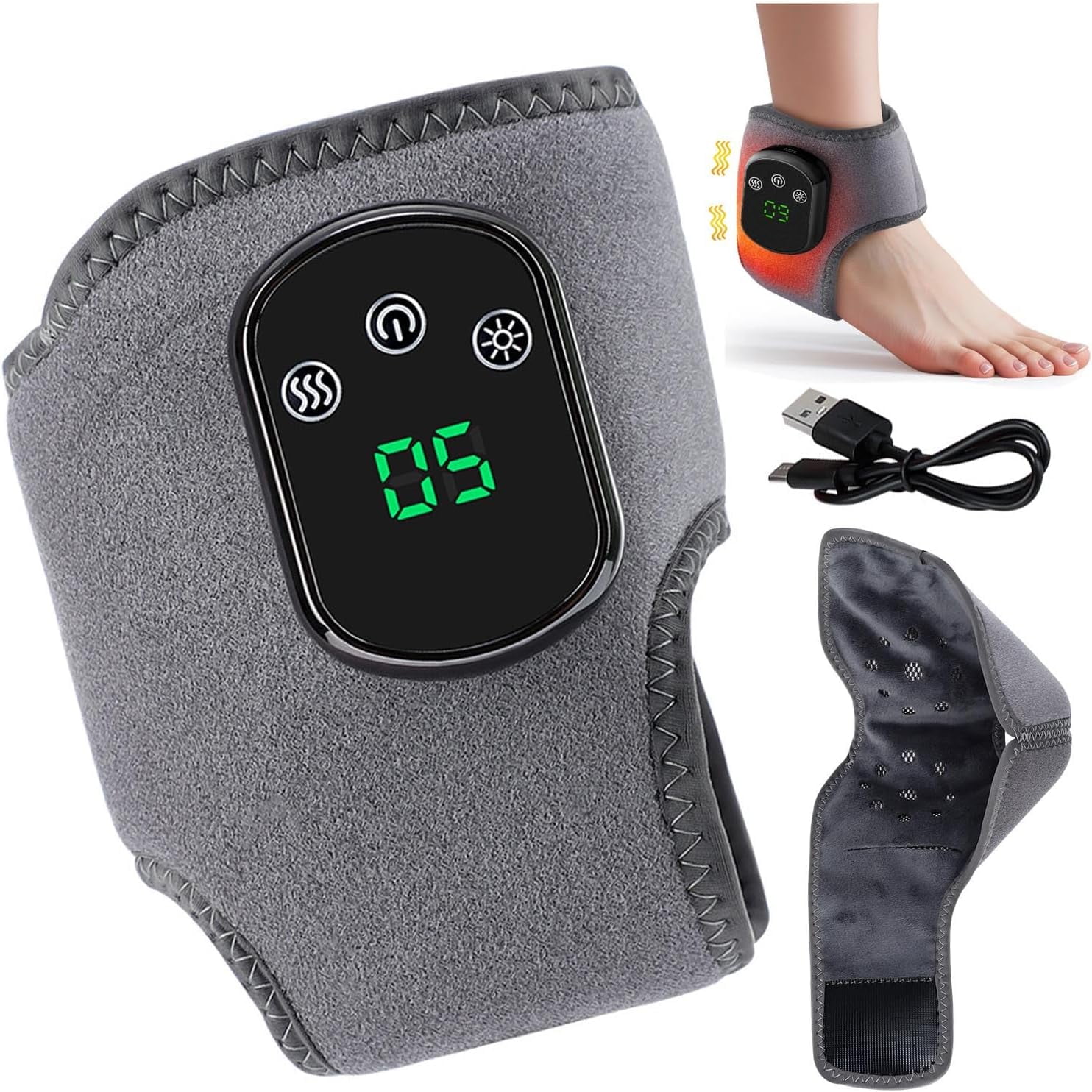 Rejuvacare Heated Foot Massager Wrap with Vibration, 3 Modes & 5 Heat Levels for Relaxation and Comfort(1pcs)