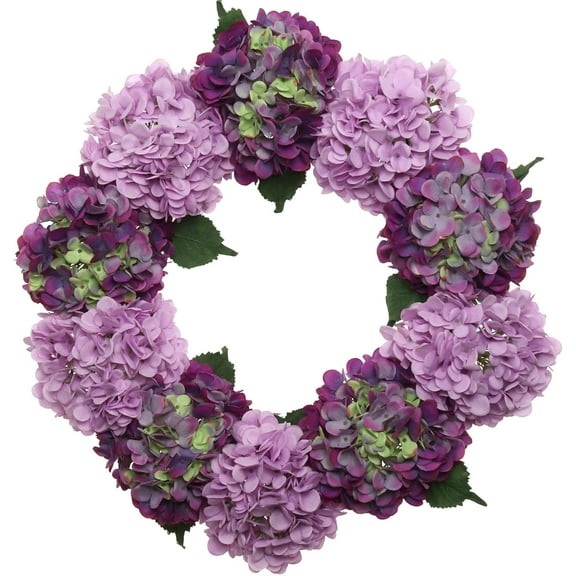 24" Mixed Purple Hydrangea Christmas Wreath – Artificial Floral Front Door Wreath, Lifelike Greenery & Hydrangea Decoration for Spring, Summer, Indoor & Outdoor Home Décor