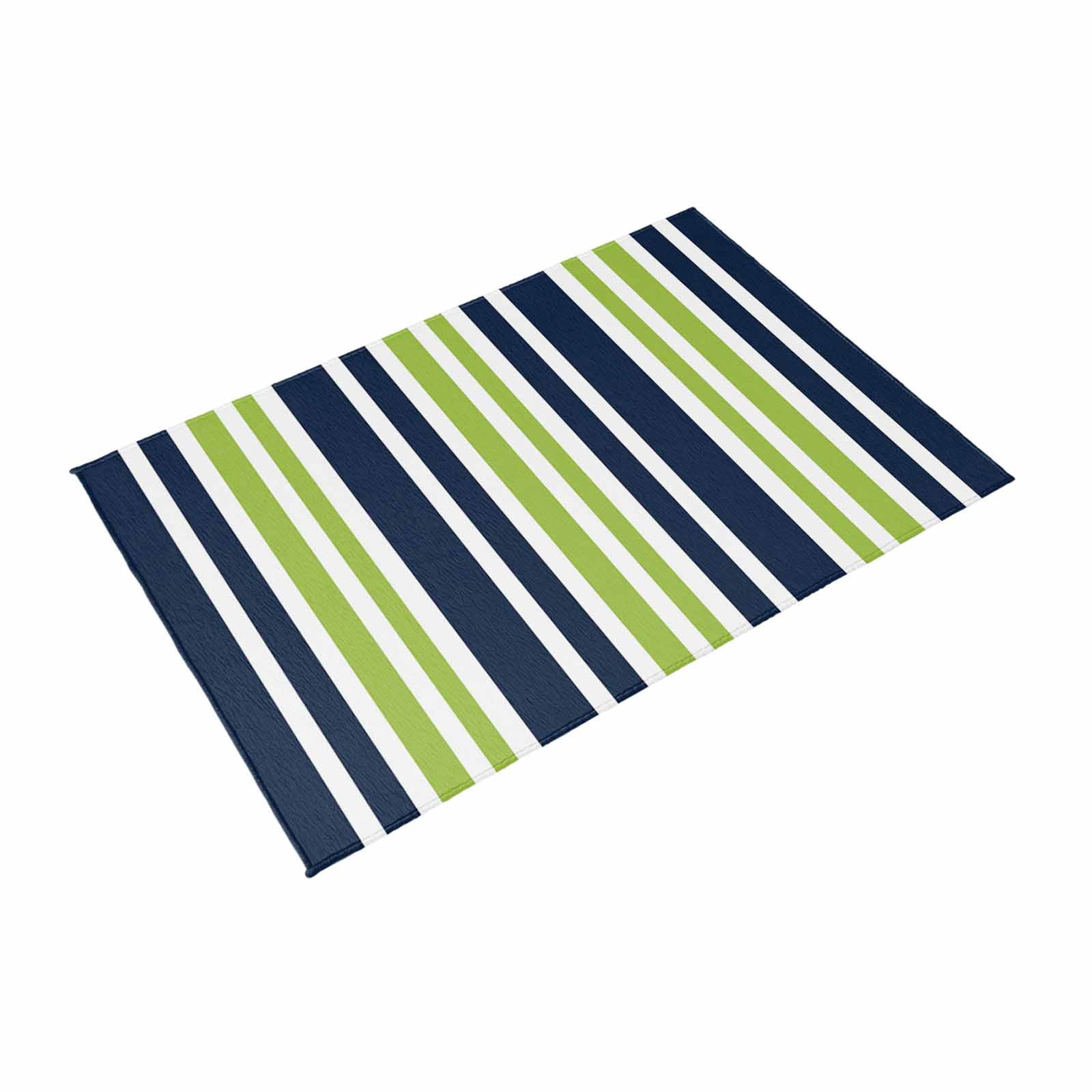 Navy Blue Green Striped Outdoor Rug for Patio/Deck/Porch, Non-Slip Large Area Rug 4 x 6 Ft, Modern Minimalist Ombre Lines Indoor Outdoor Rugs Washable Area Rugs, Reversible Camping Rug Carpet Runner
