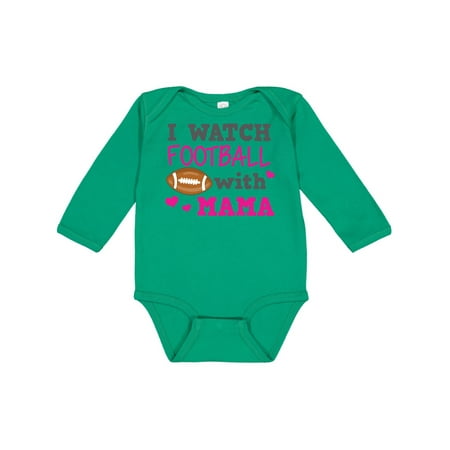 

Inktastic I Watch Football with My Mama Gift Baby Girl Long Sleeve Bodysuit
