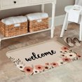 thumbnail image 2 of FJPT Welcome Floral Non Slip Flannel Polyester Floor Mat For Bathroom Kitchen Bedroom Decor 16x24 inch, 2 of 5