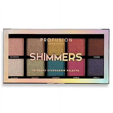 Profusion Cosmetics Richly Pigmented 10 Shade Eyeshadow Palette, Shimmers
