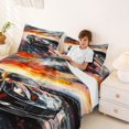 thumbnail image 3 of Castle Fairy Black Race Car Queen Sheet Sets 4 Pieces for Boys, Speed Blur Bed Set for Teen Bedroom, Black and Red, 3 of 6