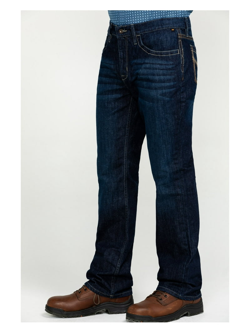 Cody James Men's Dark Slim Bootcut Work Jeans, Indigo, 33W x 32L