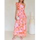 thumbnail image 4 of Vestido largo ZESICA 2025 Boho con volantes florales de un solo hombro para mujer, 4 of 7
