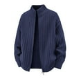 thumbnail image 4 of FYDUU Mens Full Zip Up Cardigan Sweater Men's Autumn Winter Sweater Coat Outdoor Casual Style Stand Collar Zip Cardigan Sweaters Stylish Sweaters, 4 of 5