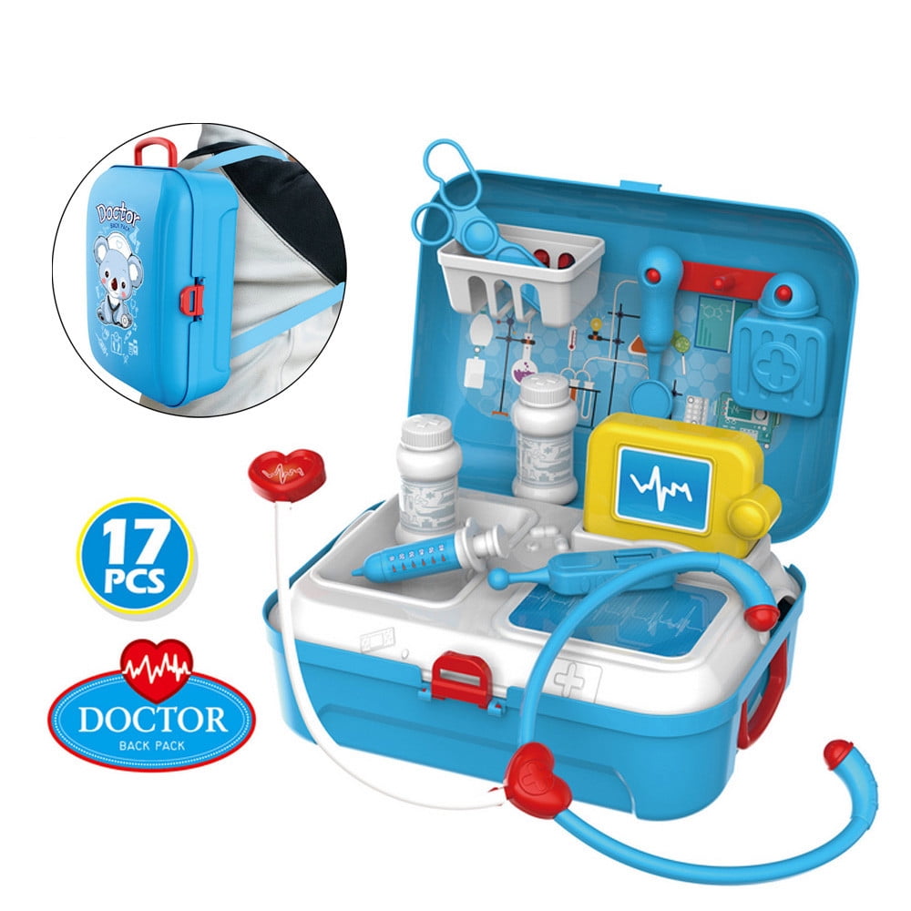 15pc Doctor Medical Kit Set Nurse Carry Box Case Kids Role Play Pretend Toy Gift 