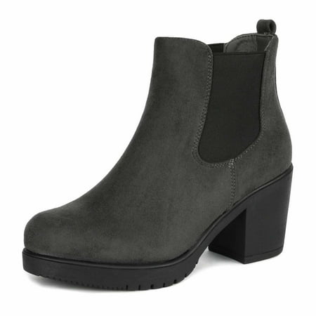 

Women s FRE High Heel Chelsea Style Ankle Boots Chunky Block Suede Booties