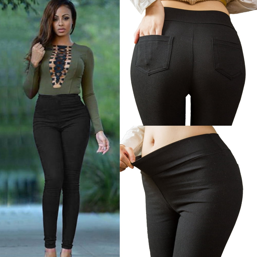 Plus Size Black Jeggings With Pockets