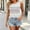 White, variant on Women's Colorful Horizontal Striped Scoop Neck Sleeveless Tank Top, Casual Basic Summer Vest Top, Women's Navy, Sizes S-2XL