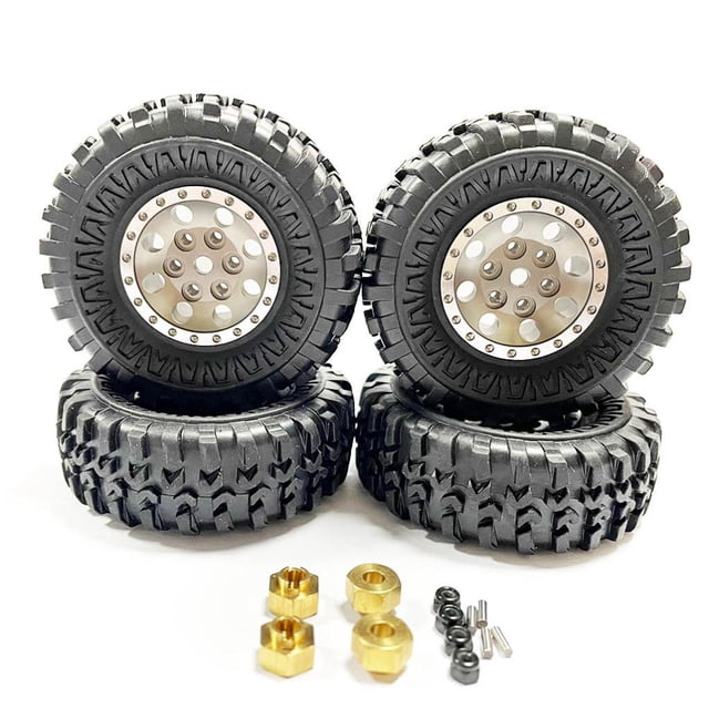 Vogacara RCGOFFLOW 4x llantas de plástico duraderas, llantas para ruedas de control remoto 1/24, neumático Axial SCX24 RC, pieza de coche RC, Kits de construcción modelo Titanio