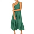 thumbnail image 3 of VONKY Robe Longue Femme Décontractée Plissée Midi Robe d'Été Fête Danse Plage Vacances Bureau Mode Adolescents Vêtements Été Blanc S Vert L, 3 of 6