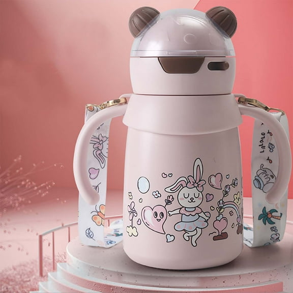 Uioepy Liquidation Thermos Cup Pink Rabbit Kids Water Bottle For School Boy&Girl Leak Proof Toddler Water Bottle With Handle Stainless Vacuum Insulated Water Bottle With Glass&Bottle Kitchen Cups