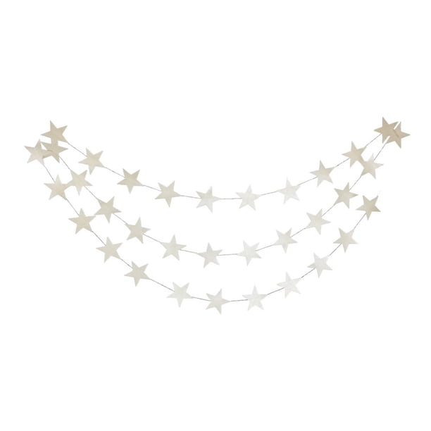 Nvzi Paquete de 5 guirnaldas de estrellas con purpurina de 13 pies, decoración de banderines colgantes brillantes, bodas, cumpleaños, festivales, fiestas, decoraciones plateadas