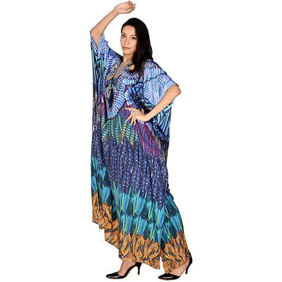 Rastogi Handicraft Long Kaftan Women's Designer Maxi Dress, Swimsuit Cover-ups, Beach Kaftan Digital Printed Design (RH-Big-Kaftan-Design-3)