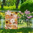 thumbnail image 5 of diyeu Welcome Spring Summer Groovy Flowers Small Decorative Garden Flag, Boho Colorful Hippie Vintage Floral Yard Lawn Outside Decor, Retro 60s 70s Outdoor Home Decoration Double Sided 12 x 18, 5 of 6