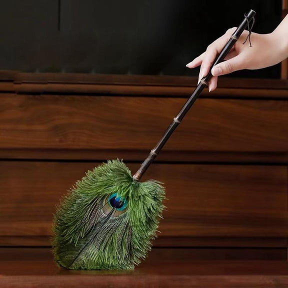 Outoloxit Extendable Long Handle Feather Duster for Cleaning Ceiling Fans, Chandeliers, Blinds and Furniture - Reusable with Natural Feathers