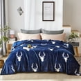 thumbnail image 2 of Flannel Fleece Blanket for Queen Bed,Soft Navy Anchor Pattern Warm Cozy Blanket,90" x90", 2 of 6