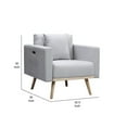 thumbnail image 5 of Mico 33 Inch Modern Sofa Chair with USB Ports and Pocket, Light Gray Fabric- Saltoro Sherpi, 5 of 5