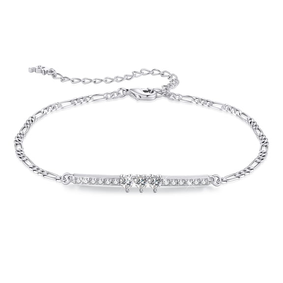 Beautlace Heart Moissanite Adjustable Bracelet for Women,18K White Gold Plated Simulated Diamond Three Heart Bracelets Birthday Anniversary Jewelry Gift for Wife,Girlfriend,Mom