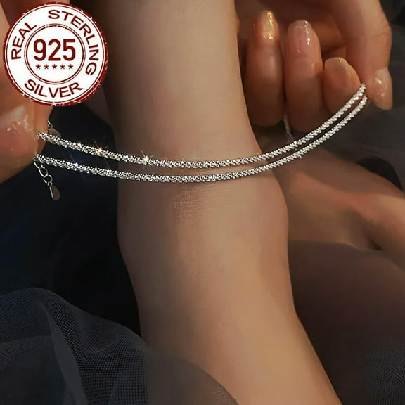 Galaxy Stacked Ankle Bracelet Solid 925 Sterling Anklet Silver Foot Chain Beach