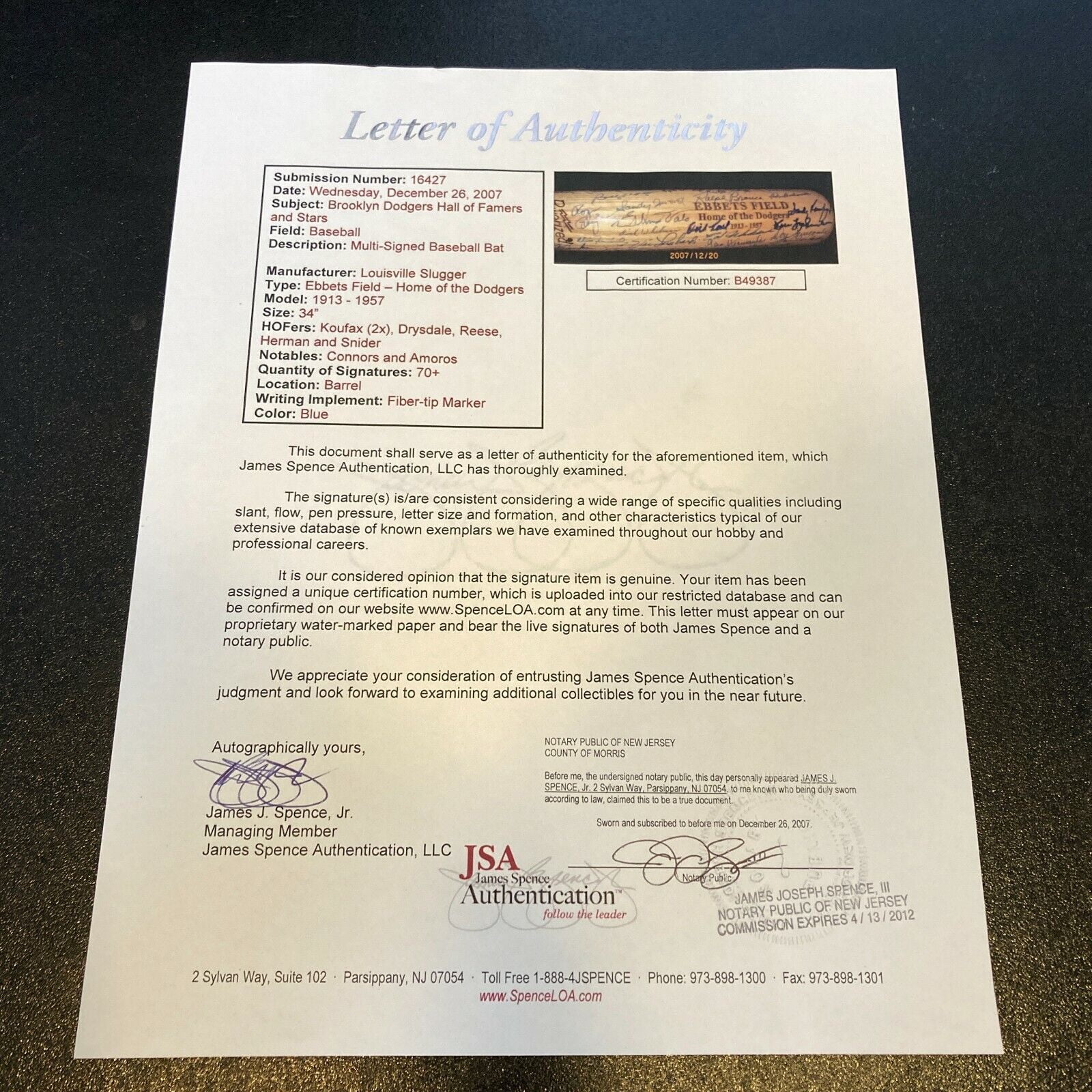 Brooklyn  Los Angeles Dodgers Multi Signed Bat 70+ Sigs! JSA COA Sandy Koufax