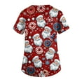 thumbnail image 5 of Garbnen Christmas Scrub Tops for Women Plus Size Stretchy Santa Claus Print Nurse Uniform with Pocket V Neck Short Sleeve Scrubs for Women Workwear S-5XL, 5 of 5
