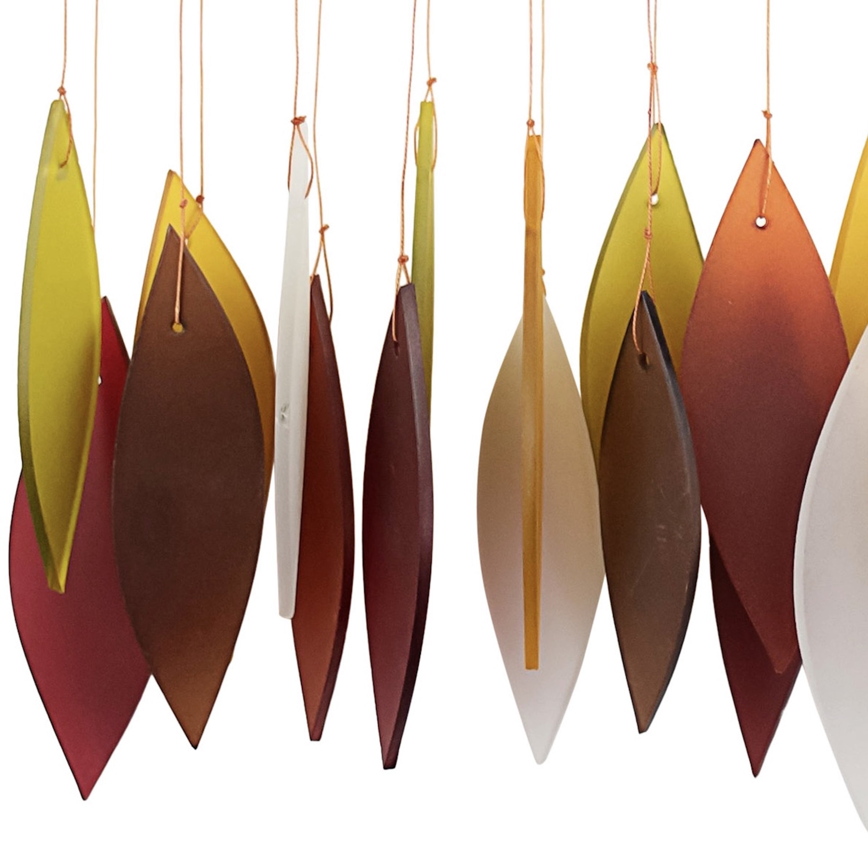 Blue Handworks Wind Chime Autumn Leaves Glass Wind Chimes Yard Decor