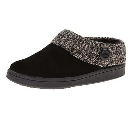 

Youmylove Women Slide Slippers knitted plus velvet warm indoor flat plush slippers Leisure Comfort Cozy Daily Walking