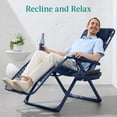 thumbnail image 3 of Best Choice Products Monochromatic Zero Gravity Chair, Folding Patio Recliner w/Side Tray, Headrest - Navy, 3 of 8