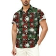 thumbnail image 1 of Blusa y camisa de manga corta con cuello vuelto para hombre, blusa informal de moda con cuello vuelto, blusa estampada de manga corta con botones, blusa de poliéster para hombre, 1 of 5