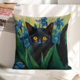 thumbnail image 6 of Black Cat BBlue Flowerslinen throw pillowcase decoration pillowcase gifting preferred 24x24 inch cushion cover 4 sets sofa pillowcase sofa bedroom living room car, 6 of 8