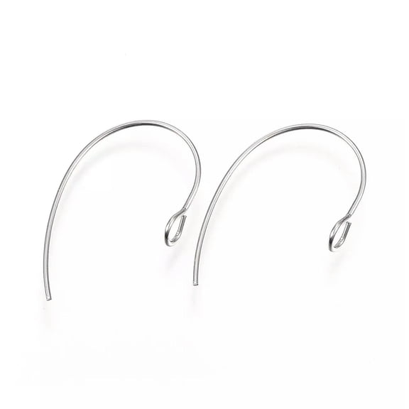 U8MO 200pcs 304 Stainless Steel Earring Hooks Curved Earwire Findings Ring Loop 25mm