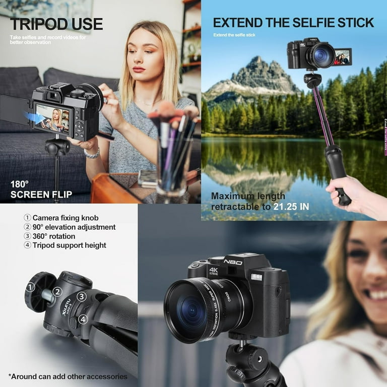 NBD, 4K Digital Camera, 48MP, Vlogging Kit with Microphone and