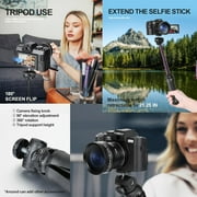 NBD S100 4K Digital Camera, 48MP Sensor, 4K 60FPS Video, Flip 3-Inch Screen, Microphone, Tripod Grip, Wide-Angle and Macro Lens, Black